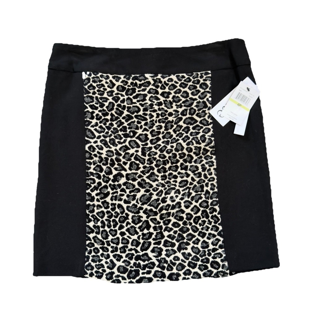 Amanda‎ & Chelsea Women's Black Leopard Print Pencil Mini Skirt Business Size 4P